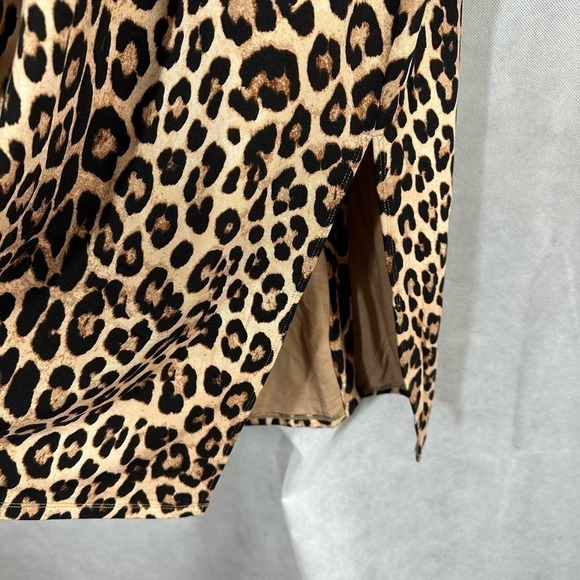 Good American Button Front Leopard Midi Stretch Knit Dress Size XS - Picture 7 of 12